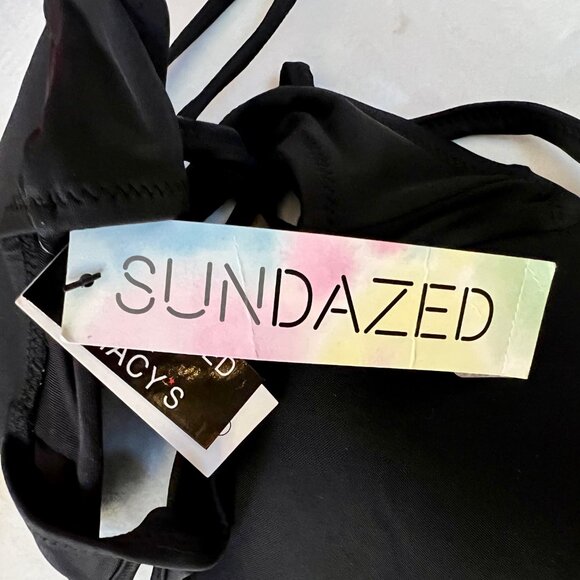 SUNDAZED BRA SIZE 32 B/C BIIKINI TOP Black Wire Top NWT - Picture 5 of 6